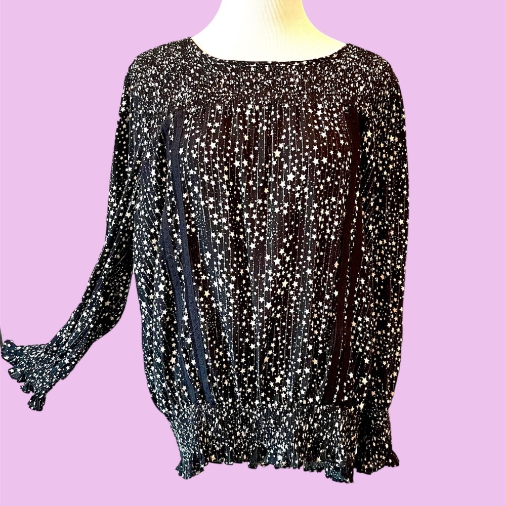 NWT American Rag long sleeve top with stars and metallic stripe